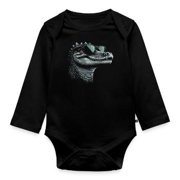 Crocodile Sunglasses - Organic Longsleeve Baby Bodysuit - black - Front