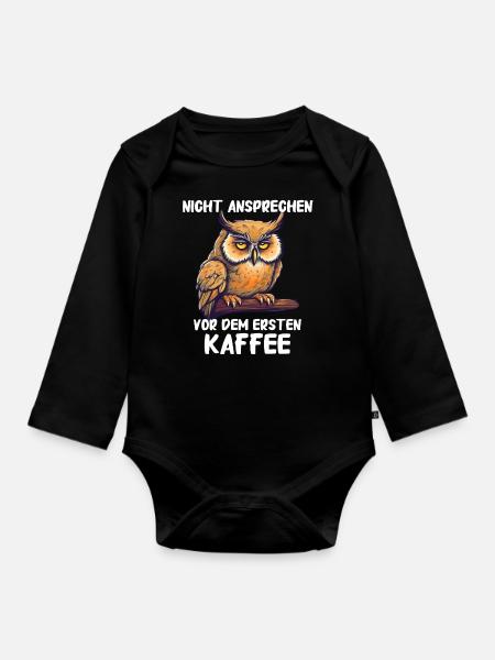 Nachteule Eule Eulen Vogel - Baby Bio-Langarm-Body - Schwarz