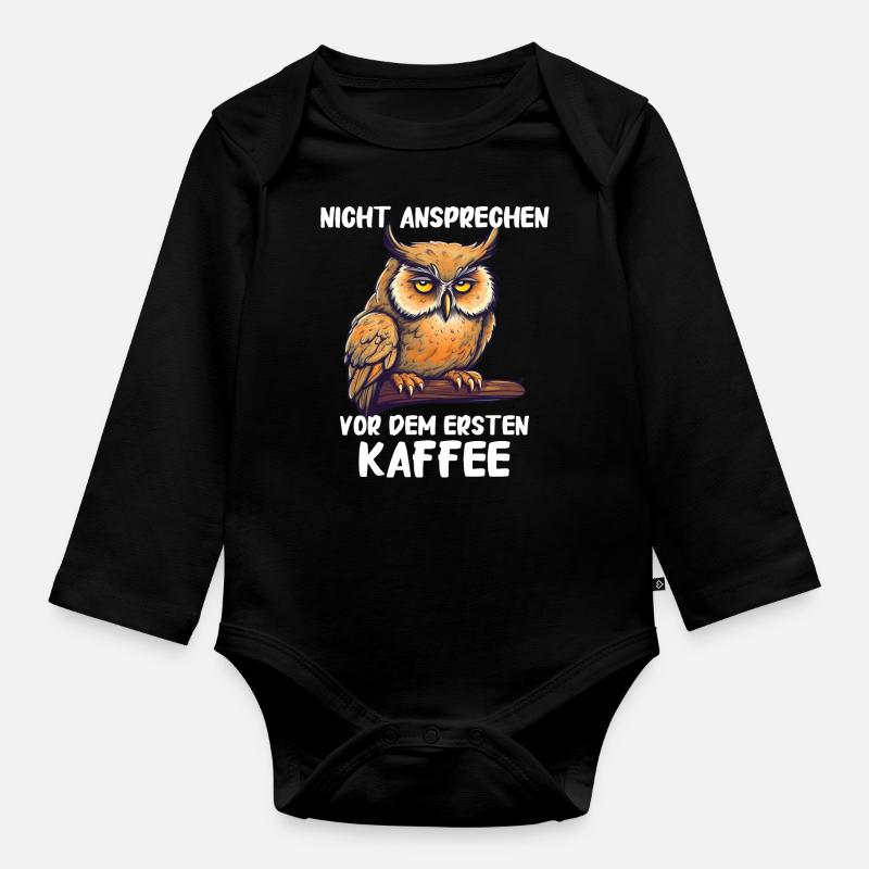 Nachteule Eule Eulen Vogel - Baby Bio-Langarm-Body - Schwarz