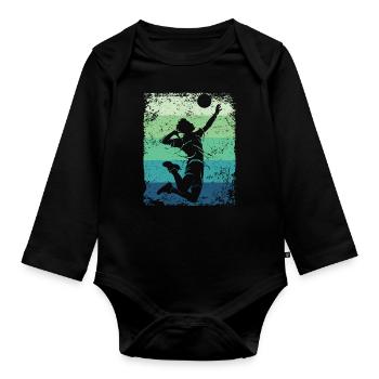 Volleyball Spieler Retro Beach Volleyball - Baby Bio-Langarm-Body - Schwarz - Vorne