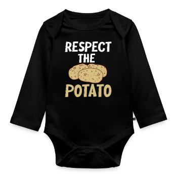Funny Root Vegetable Potato Pun - Organic Longsleeve Baby Bodysuit - black - Front