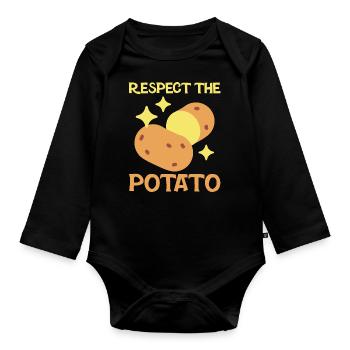 Funny Root Vegetable Potato Pun - Organic Longsleeve Baby Bodysuit - black - Front