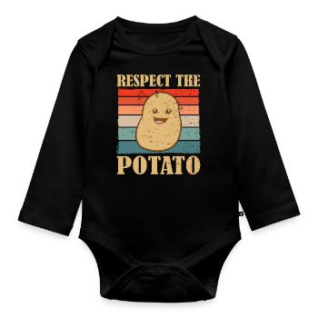 Funny Root Vegetable Potato Pun - Organic Longsleeve Baby Bodysuit - black - Front