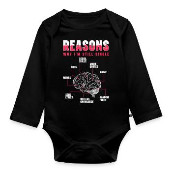 Alone Relationship Bachelorette Single - Organic Longsleeve Baby Bodysuit - black - Front