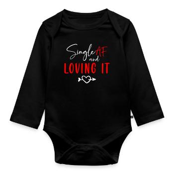 Alone love bachelorette humor - Organic Longsleeve Baby Bodysuit - black - Front