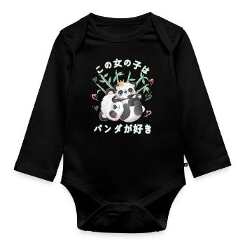 Panda Love Mama Panda Bear - Body Bébé bio manches longues - noir - Devant