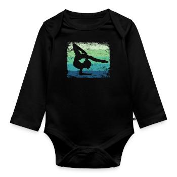 Gymnaste Gymnaste Gymnastique Rythmique Rétro - Body Bébé bio manches longues - noir - Devant