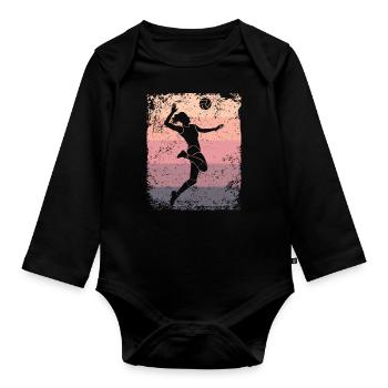 Volleyball Joueur Retro Beach Volleyball - Body Bébé bio manches longues - noir - Devant
