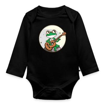 Moonlight frog avec guitare - Body Bébé bio manches longues - noir - Devant