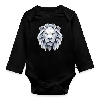Origami Lion - King of the Art of Folding - Organic Longsleeve Baby Bodysuit - black - Front