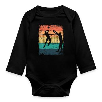 Volleyball Player Retro Beach Volleyball - Organic Longsleeve Baby Bodysuit - black - Front