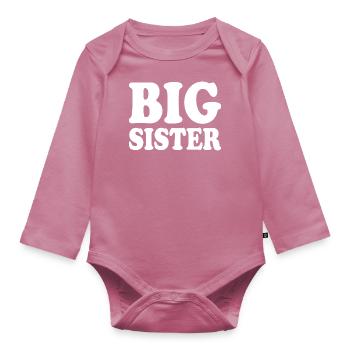 Big sister - Organic Longsleeve Baby Bodysuit - mauve - Front