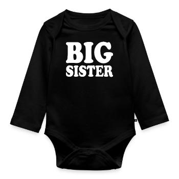 Big sister - Body Bébé bio manches longues - noir - Devant