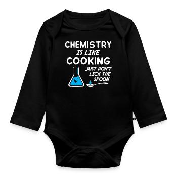 La chimie, c’est comme cuisiner juste ne pas lécher la cuillère - Body Bébé bio manches longues - noir - Devant