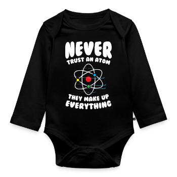 Never Trust an Atom - Baby Bio-Langarm-Body - Schwarz - Vorne