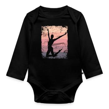 Gymnaste Gymnastique Rétro Rythmique Mature - Body Bébé bio manches longues - noir - Devant