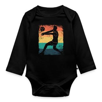 Volleyball Player Retro Beach Volleyball - Organic Longsleeve Baby Bodysuit - black - Front