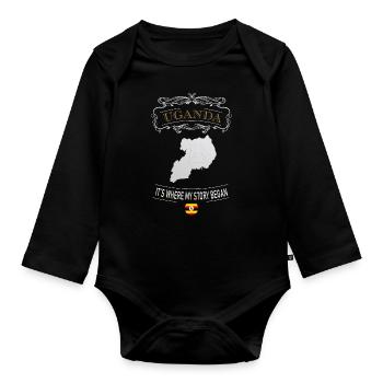 Uganda it´s where my story began - Baby Bio-Langarm-Body - Schwarz - Vorne