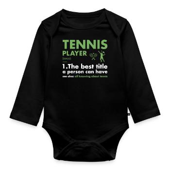 Sport Player Definition Tennis - Baby Bio-Langarm-Body - Schwarz - Vorne