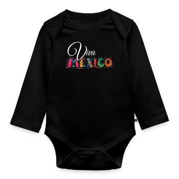 Viva Mexico - Cinco de Mayo - Fiesta Party - Baby Bio-Langarm-Body - Schwarz - Vorne