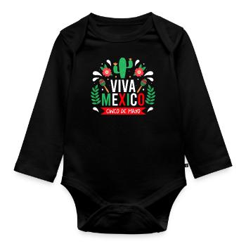 Viva Mexico - Cinco de Mayo - Fiesta Party - Baby Bio-Langarm-Body - Schwarz - Vorne