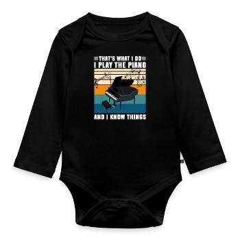 Piano Grand Piano Music School - Organic Longsleeve Baby Bodysuit - black - Front