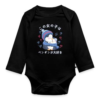 Penguin Love Mama Penguin - Body Bébé bio manches longues - noir - Devant