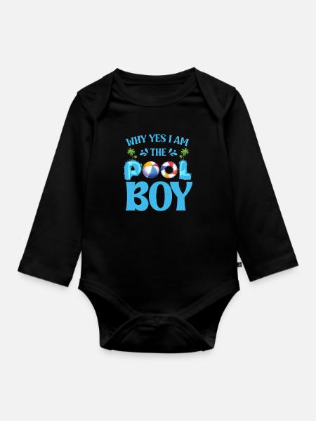 Why yes, I'm the pool boy. - Organic Longsleeve Baby Bodysuit - black