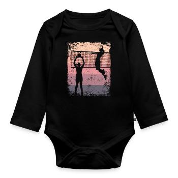 Volleyball Player Retro Beach Volleyball - Organic Longsleeve Baby Bodysuit - black - Front