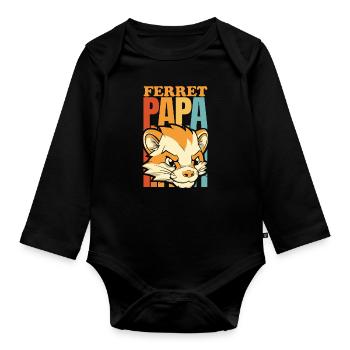 Frettchen Iltis Papa - Baby Bio-Langarm-Body - Schwarz - Vorne