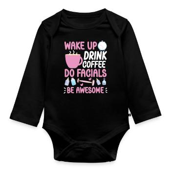 Cute Esthetician Skincare - Organic Longsleeve Baby Bodysuit - black - Front