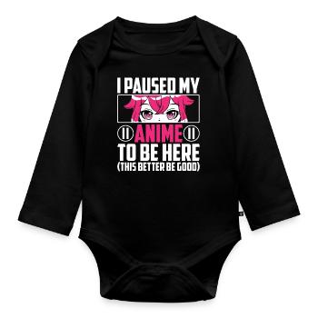 Mis en pause mon anime otaku anime cadeau - Body Bébé bio manches longues - noir - Devant