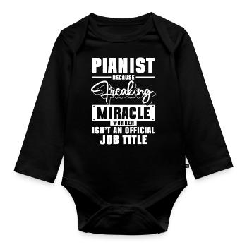 Piano Sheet Music Musical Instrument Keyboard - Organic Longsleeve Baby Bodysuit - black - Front
