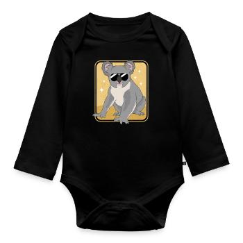 Koala Koalas Koala Bears Koala Bear Cadeau - Body Bébé bio manches longues - noir - Devant