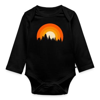 Retrowald Orange - Baby Bio-Langarm-Body - Schwarz - Vorne