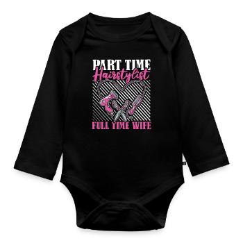 Friseur Hairstylist Gattin Friseur - Baby Bio-Langarm-Body - Schwarz - Vorne