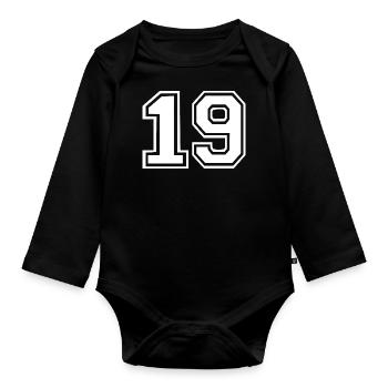 19 - Organic Longsleeve Baby Bodysuit - black - Front