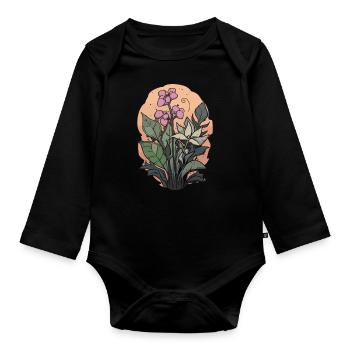 Plants and flowers for nature lovers and gardeners - Organic Longsleeve Baby Bodysuit - black - Front