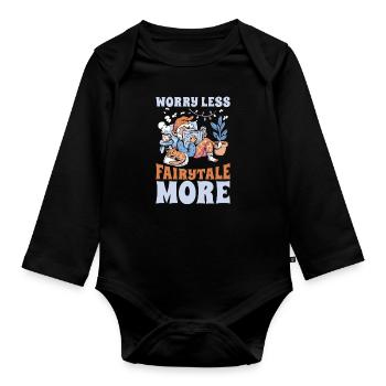 Book, Bookworm, Bookworm, Cat, Book Fairy - Organic Longsleeve Baby Bodysuit - black - Front