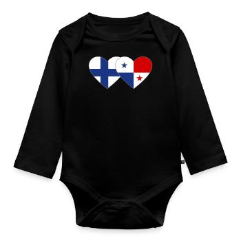 Finland Panama Flag Heart - Organic Longsleeve Baby Bodysuit - black - Front