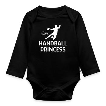 Handball Handballer Spruch Geschenk - Baby Bio-Langarm-Body - Schwarz - Vorne