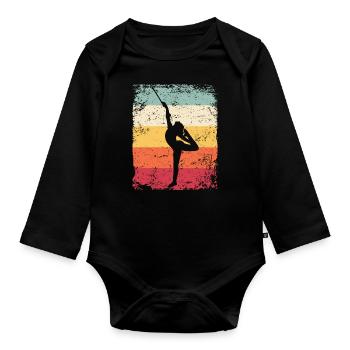 Gymnaste Baton Gymnastique Rythmique Rétro - Body Bébé bio manches longues - noir - Devant