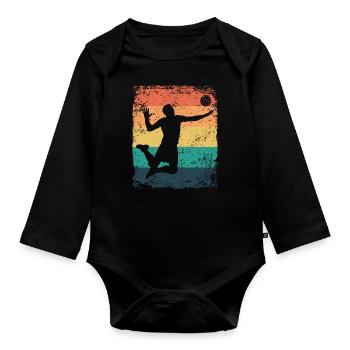Volleyball Spieler Retro Beach Volleyball - Baby Bio-Langarm-Body - Schwarz - Vorne