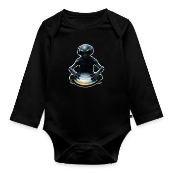Alien Handpan Player - Organic Longsleeve Baby Bodysuit - black - Front