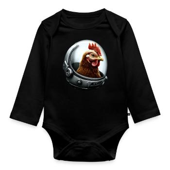 Astronaut Chicken Astronaut Chicken - Organic Longsleeve Baby Bodysuit - black - Front