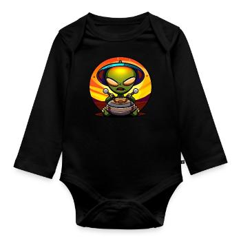 Alien Handpan Player - Organic Longsleeve Baby Bodysuit - black - Front