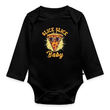 Slice Slice Pizza Sonnenbrille Pizzeria - Baby Bio-Langarm-Body - Schwarz - Vorne