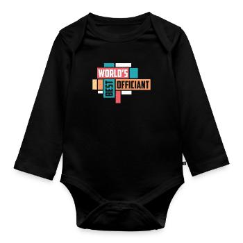 Officiant World's Best Officiant Wedding Minister - Baby Bio-Langarm-Body - Schwarz - Vorne