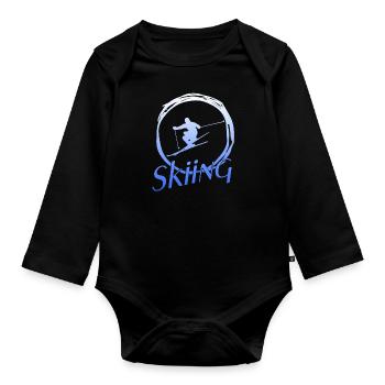 Skiing - Baby Bio-Langarm-Body - Schwarz - Vorne
