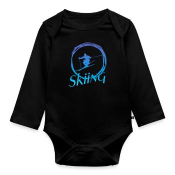 Skiing - Baby Bio-Langarm-Body - Schwarz - Vorne